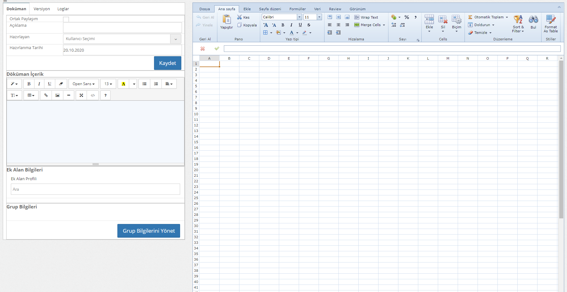 word excel dokümanı düzenleme